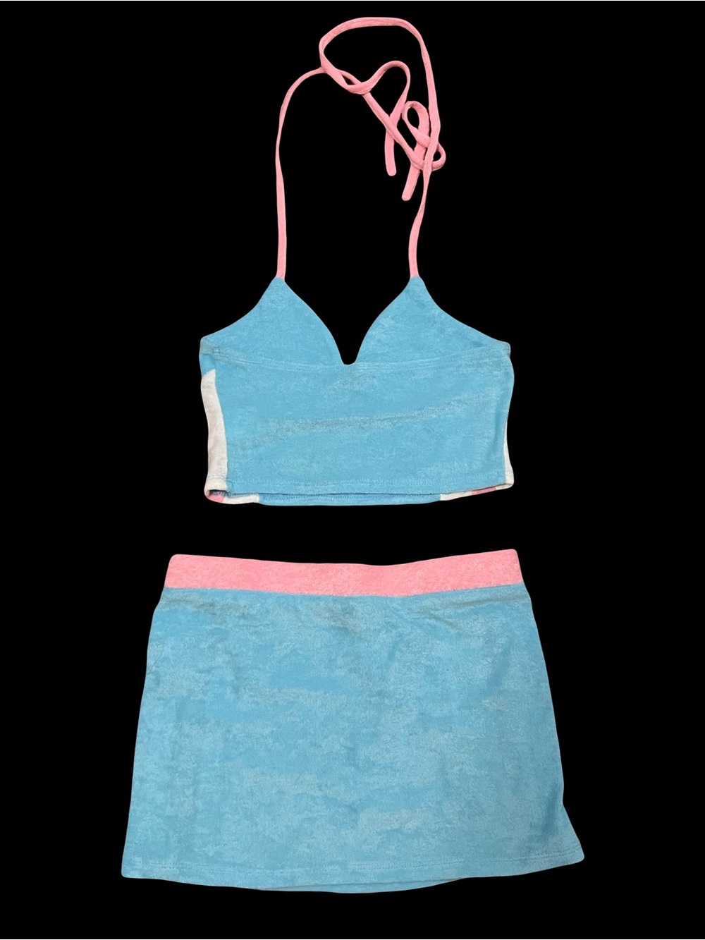 Malibu Barbie Blue and Pink Halter Crop Top & Skirt Set - Picture 2 of 3